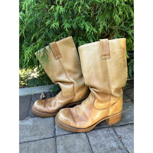 Vintage Early Cats Paw Heels Campus Pull On Boots Sz 9.5 Leather Made In Korea - Picture 16 of 16